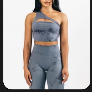 Alphalete Alphalux Asymmetrical Bra Cyclone Blue